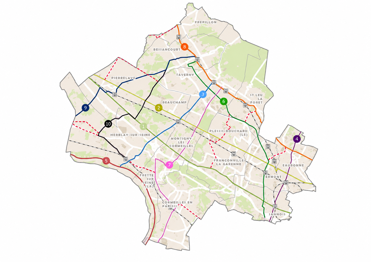 Itinéraires du Plan vélo de Val Parisis 2026