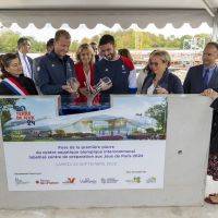 Pose de la première pierre du centre aquatique olympique
