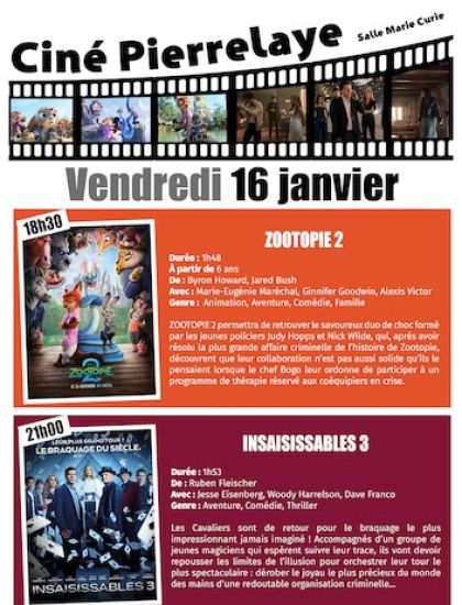 Ciné Pierrelaye | Zootopie 2 puis Insaisissables 3