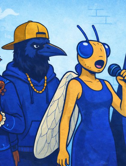 Quator d'animaux animés en bleu