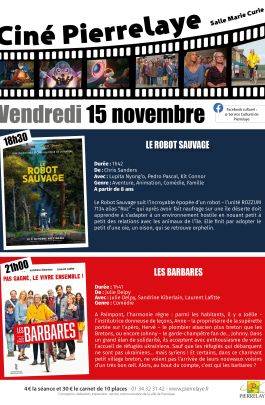 Ciné Pierrelaye - Vendredi 15 novembre - Le robot sauvage et les barbares