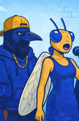 Quator d'animaux animés en bleu